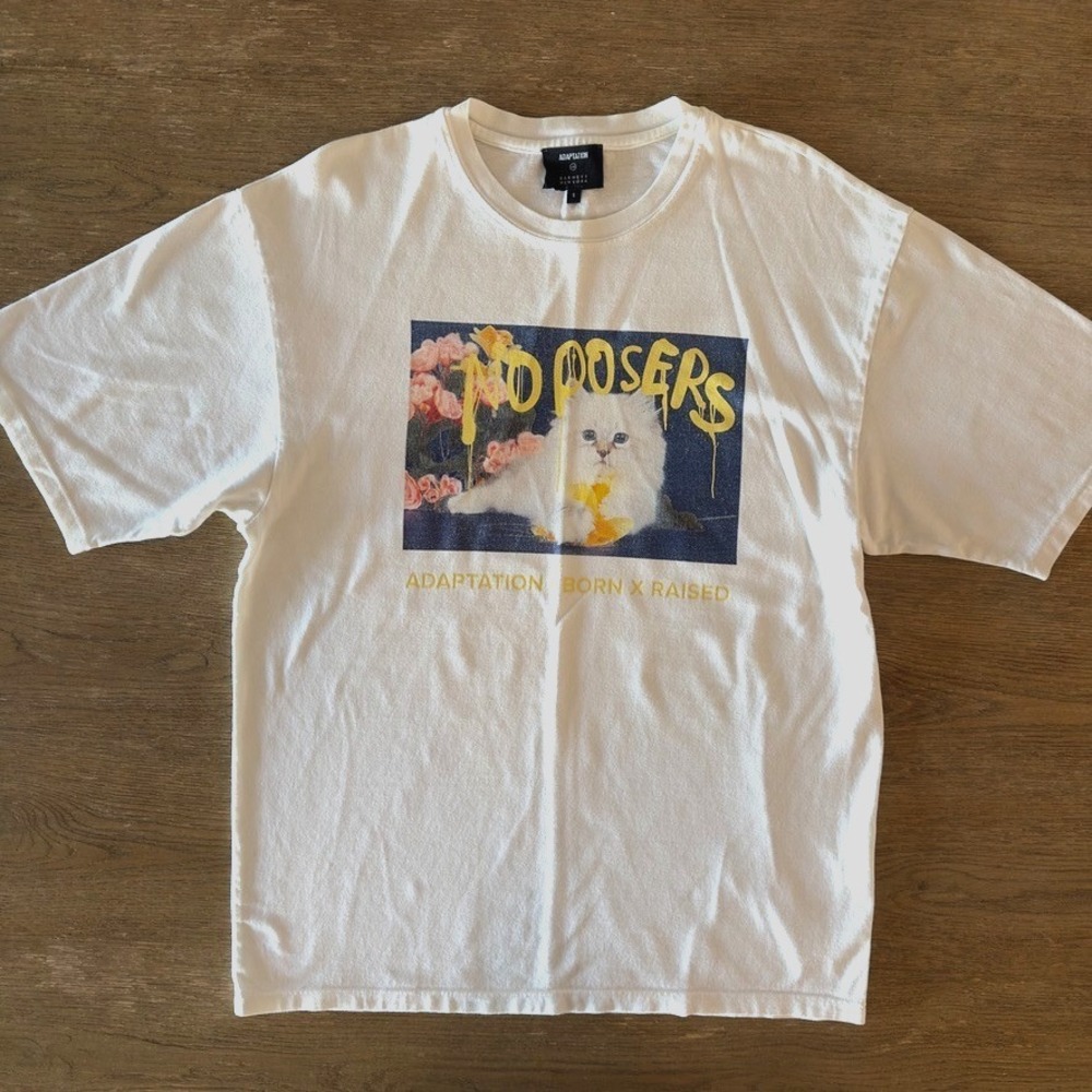 Limited Edition Adaptation & Born x Raised 'No Posers' Kitty Tee-Barneys NY-Sz S - Picture 2 of 13
